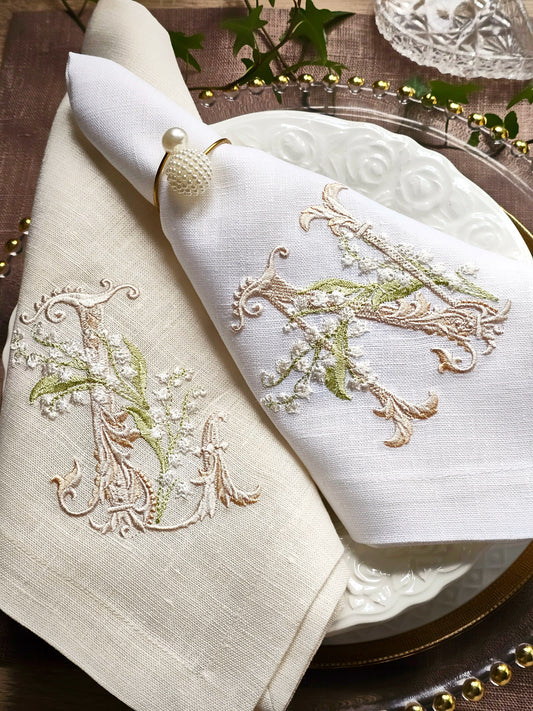 #128 | Ornate Monogram with Lily-of-the-Valley | Personalized