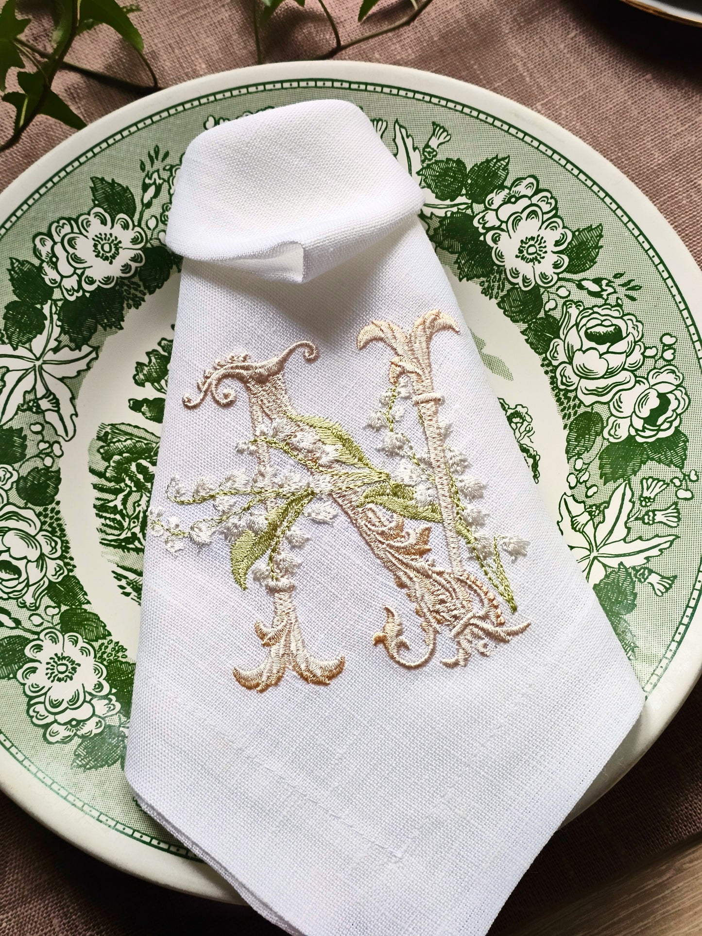 #128 | Ornate Monogram with Lily-of-the-Valley | Personalized