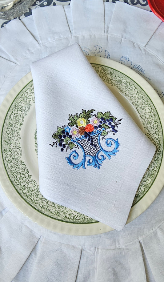 #107 | Floral basket | Linen napkins