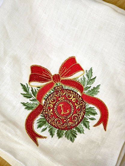 #124 | Baroque Christmas Ornament with Scarlet Bow | Personalized