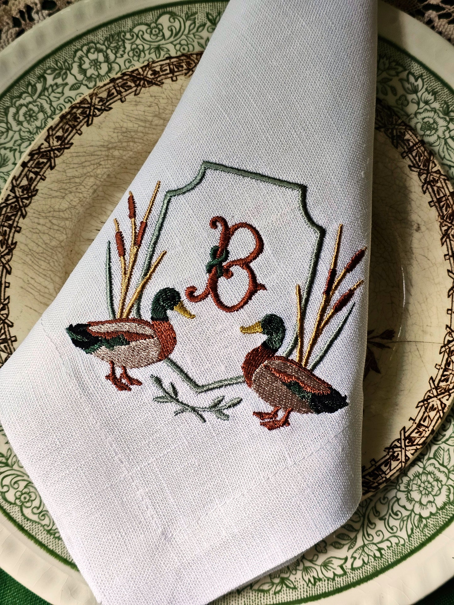 #114 | Mallard Crest with Monogram and Reeds