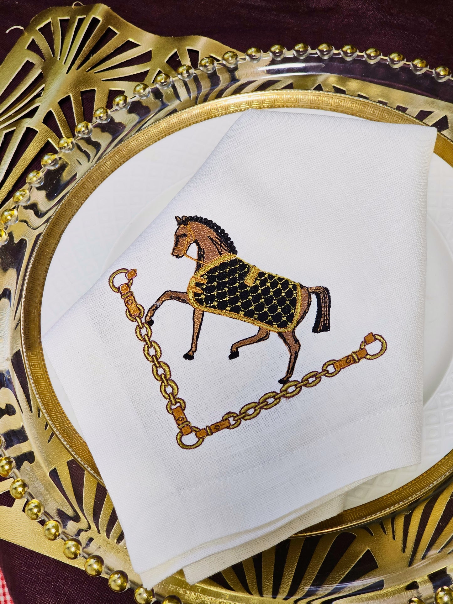 #123 | Prancing Equestrian with Gilded Chain Border