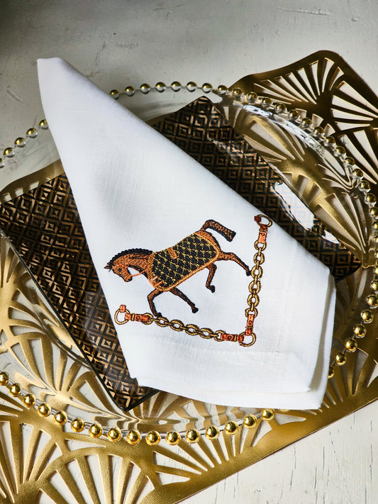 #123 | Prancing Equestrian with Gilded Chain Border