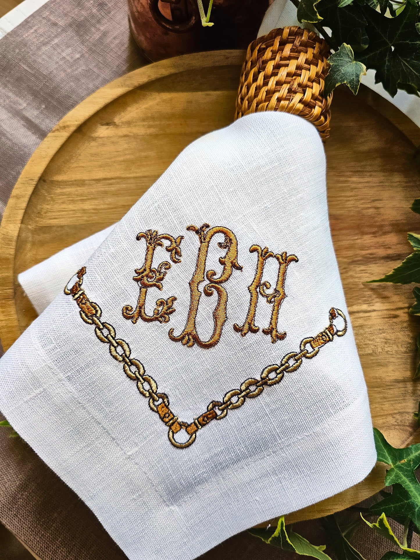 #120 | Ornate Gold Monogram with Chain Accent | Personalized