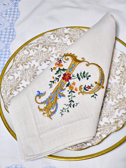 #127 | Ornate Floral Monogram with Gold Scrollwork | Personalized