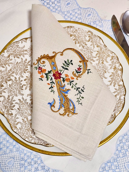 #127 | Ornate Floral Monogram with Gold Scrollwork | Personalized