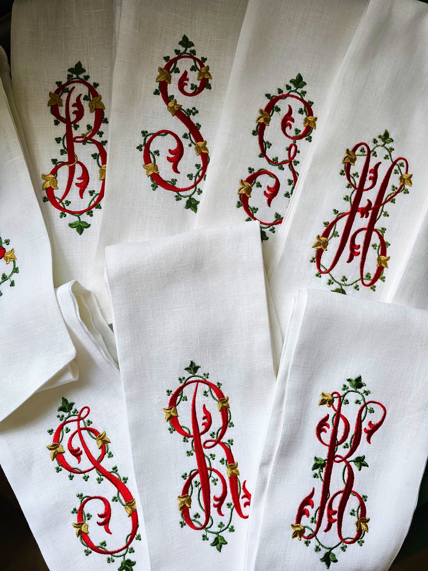 #126 | Holiday Monogram with Ivy and Gold Accents | Personalized
