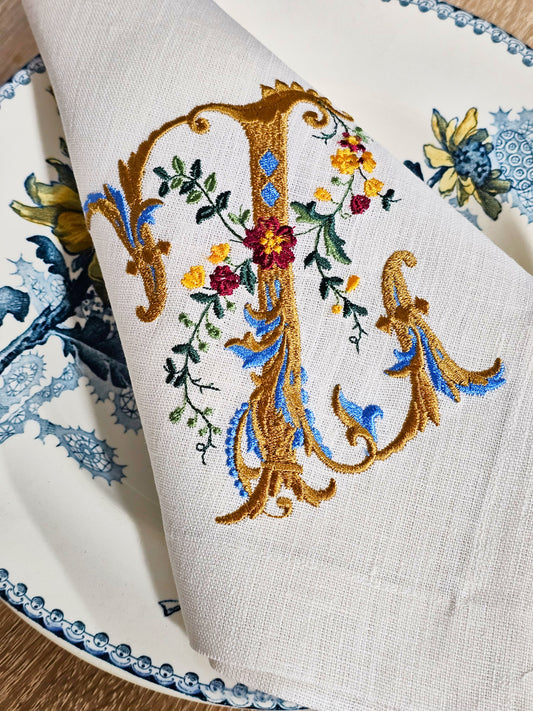 #127 | Ornate Floral Monogram with Gold Scrollwork | Personalized