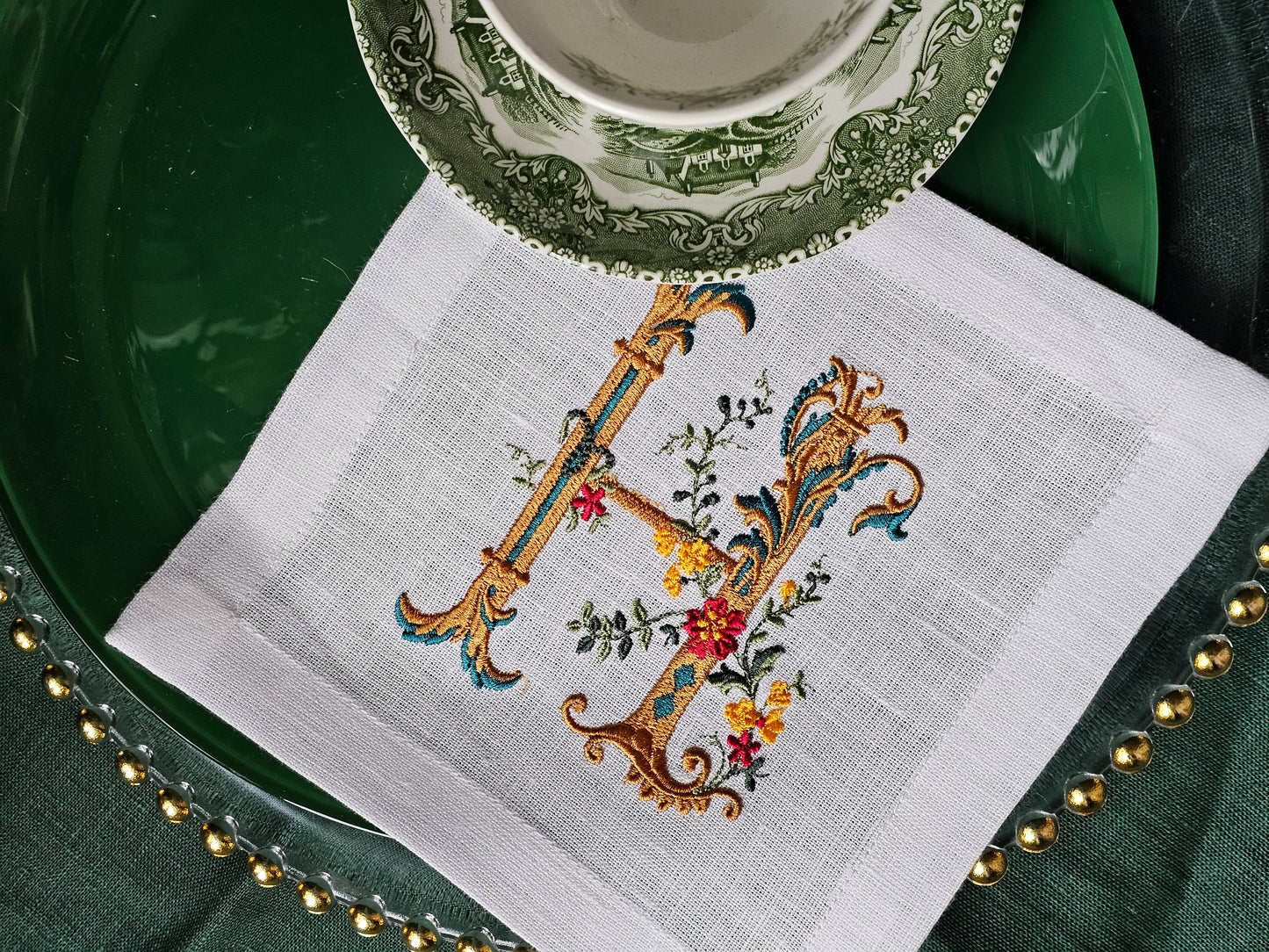 #129 | Baroque Floral Monogram with Gilded Accents | Personalized