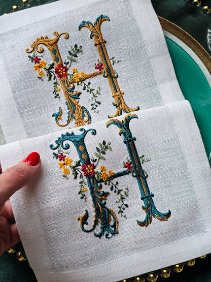 #129 | Baroque Floral Monogram with Gilded Accents | Personalized