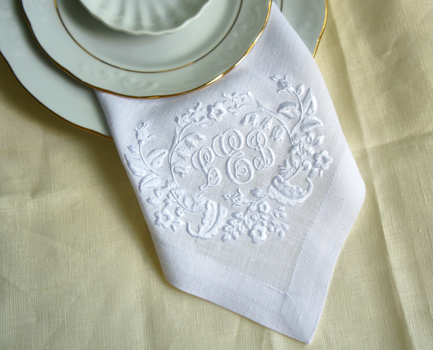 #036 | White-on-White Floral Monogram | Personalized