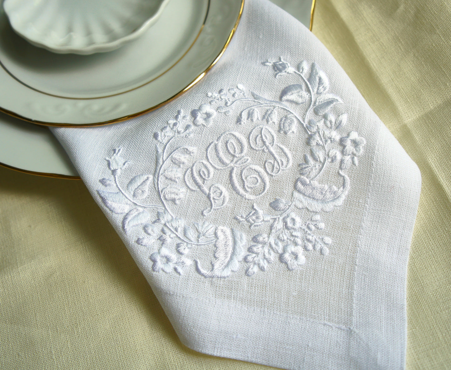 #036 | White-on-White Floral Monogram | Personalized