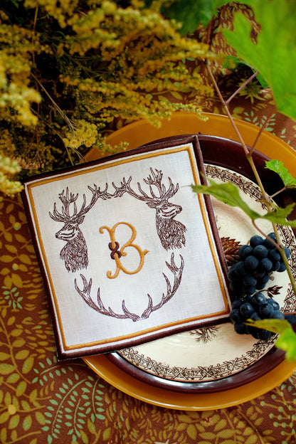 #077 | Stag Crest with Monogram and Antler Frame | Personalized