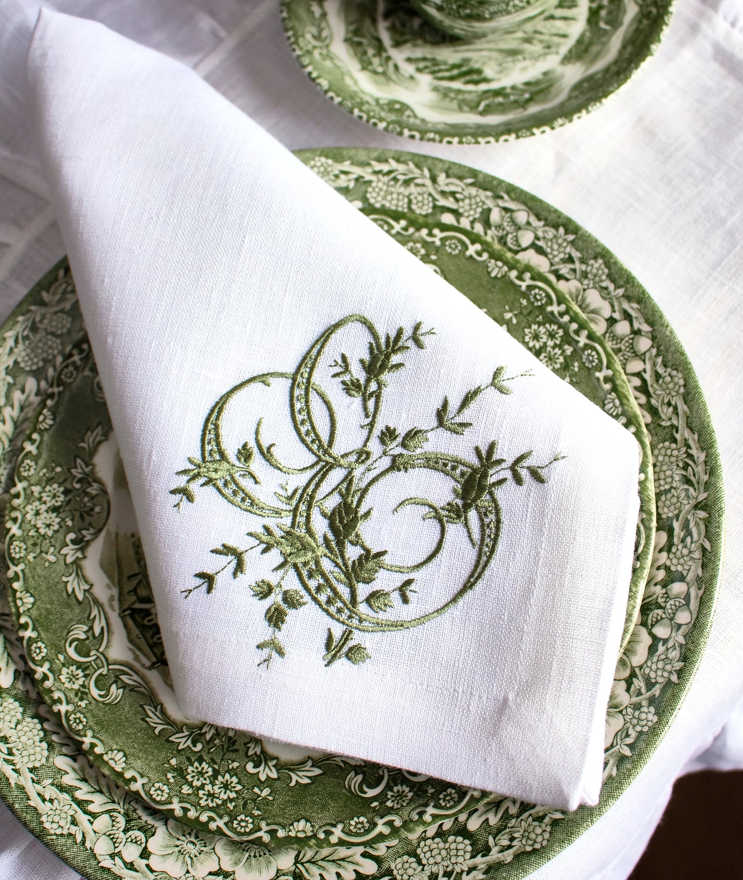 #024 | Vine-Embroidered Scroll Monogram in Jewel Tones | Personalized