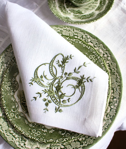 #024 | Vine-Embroidered Scroll Monogram in Jewel Tones | Personalized