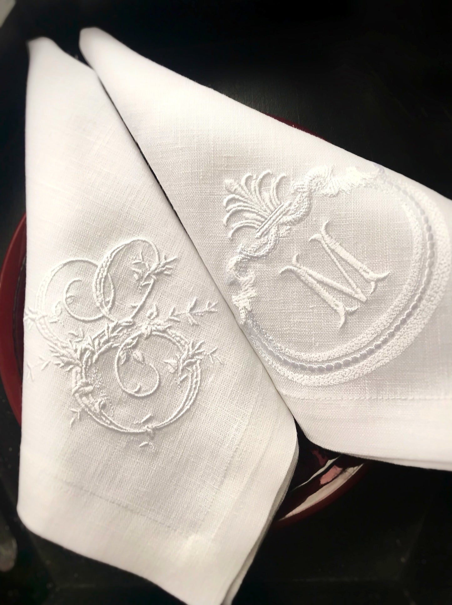#024 | Vine-Embroidered Scroll Monogram in Jewel Tones | Personalized