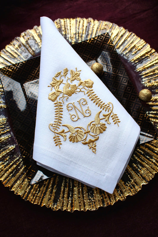 #007 | Golden Crest with Floral Monogram | Personalized
