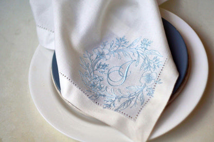 #047 | Delicate Botanical Wreath with Script Monogram | Personalized