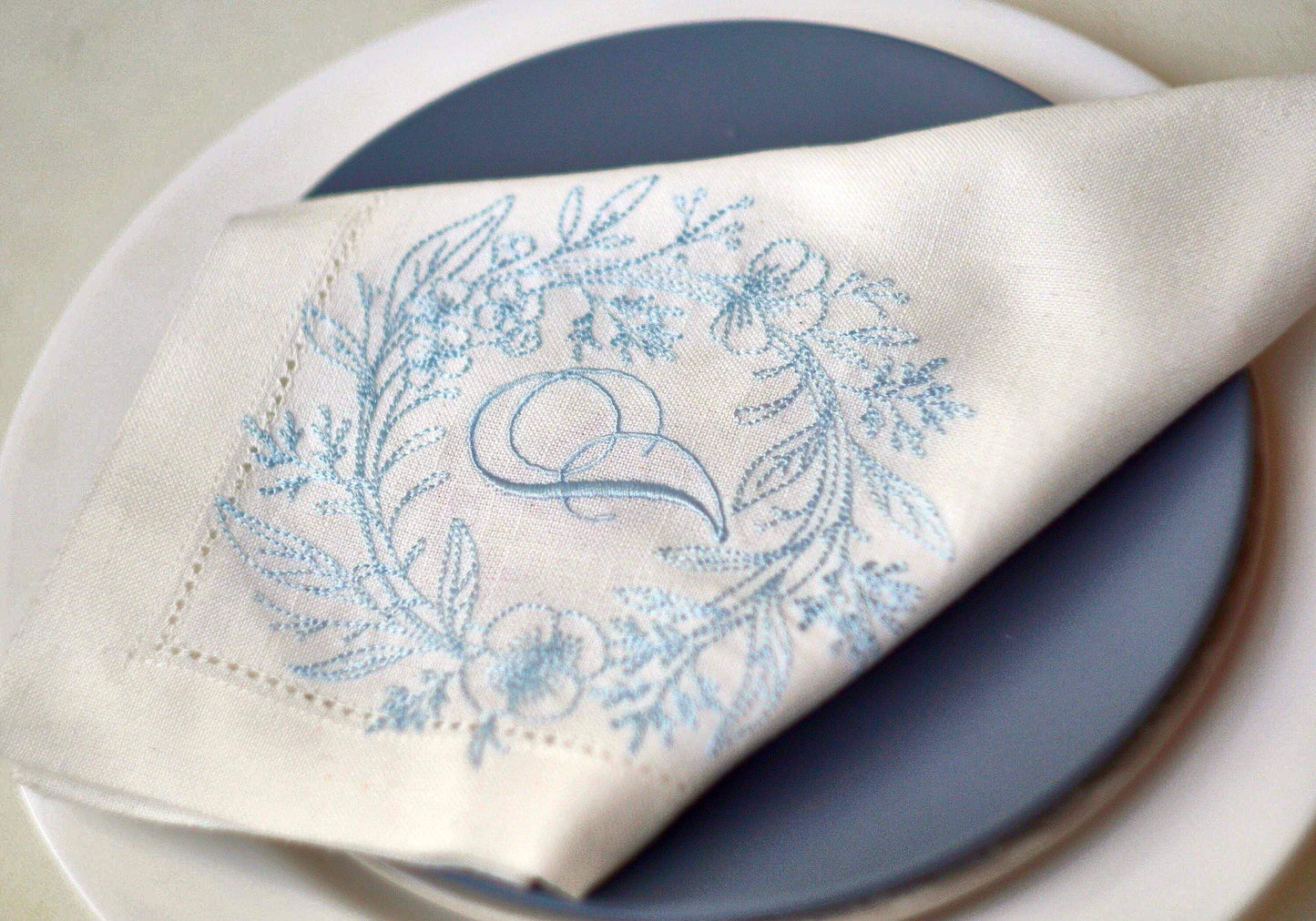 #047 | Delicate Botanical Wreath with Script Monogram | Personalized