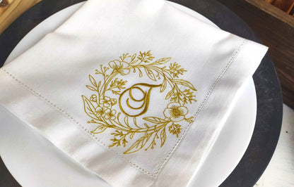 #047 | Delicate Botanical Wreath with Script Monogram | Personalized