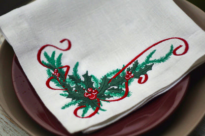 #043 | Holly Garland with Red Ribbon Flourish