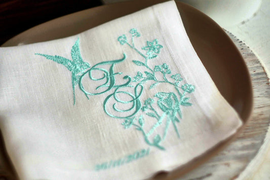 #071 | Floral Monogram with Swallows and Blossoms | Personalized