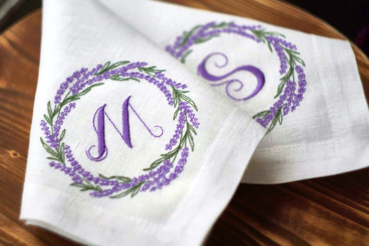 #072 | Lavender Wreath with Script Monogram | Personalized