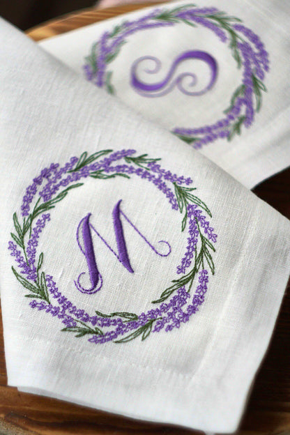 #072 | Lavender Wreath with Script Monogram | Personalized