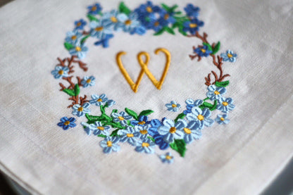 #066 | Forget-Me-Not Wreath with Golden Monogram | Personalized