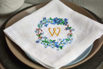 #066 | Forget-Me-Not Wreath with Golden Monogram | Personalized