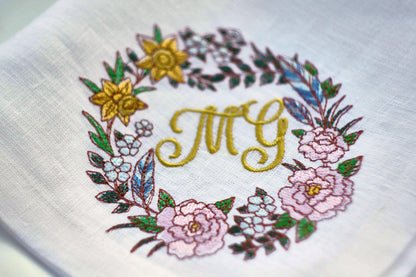 #057 | Spring Floral Wreath with Script Monogram | Personalized