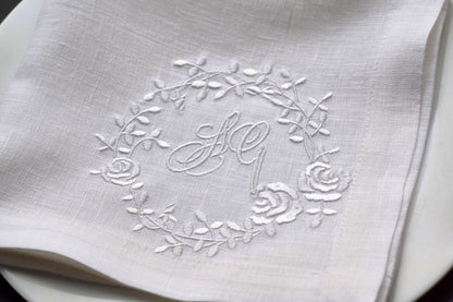 #017 | White Rose Wreath with Script Monogram | Personalized