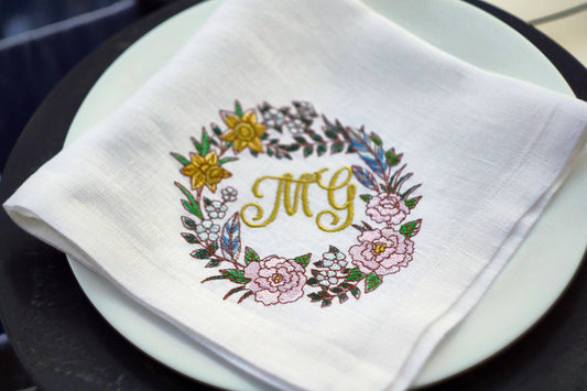 #057 | Spring Floral Wreath with Script Monogram | Personalized