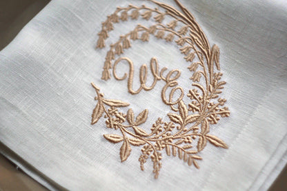 #027 | Floral Crest Monogram in Curved Wreath | Personalized