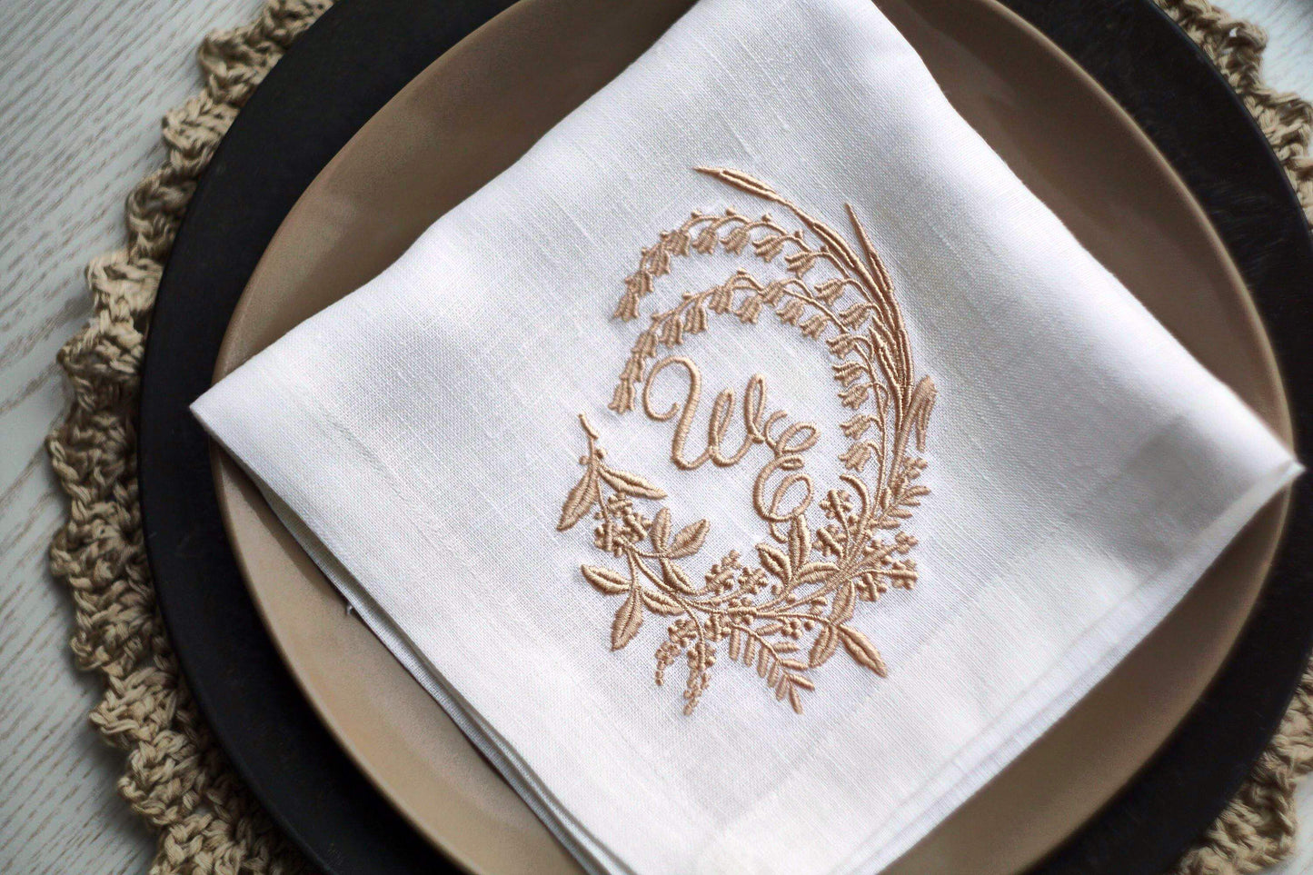 #027 | Floral Crest Monogram in Curved Wreath | Personalized