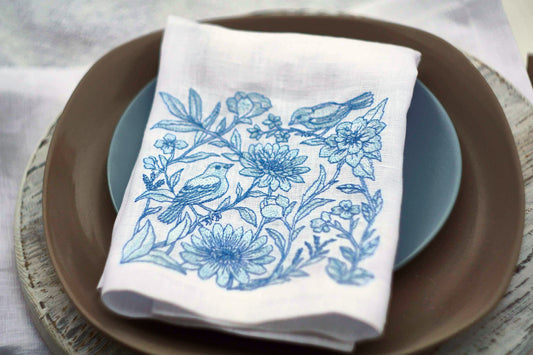 #063 | Blue Songbirds Among Garden Florals