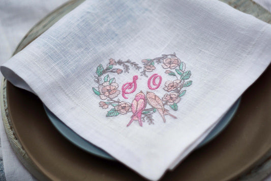 #014 | Lovebirds Monogram in Floral Heart | Personalized