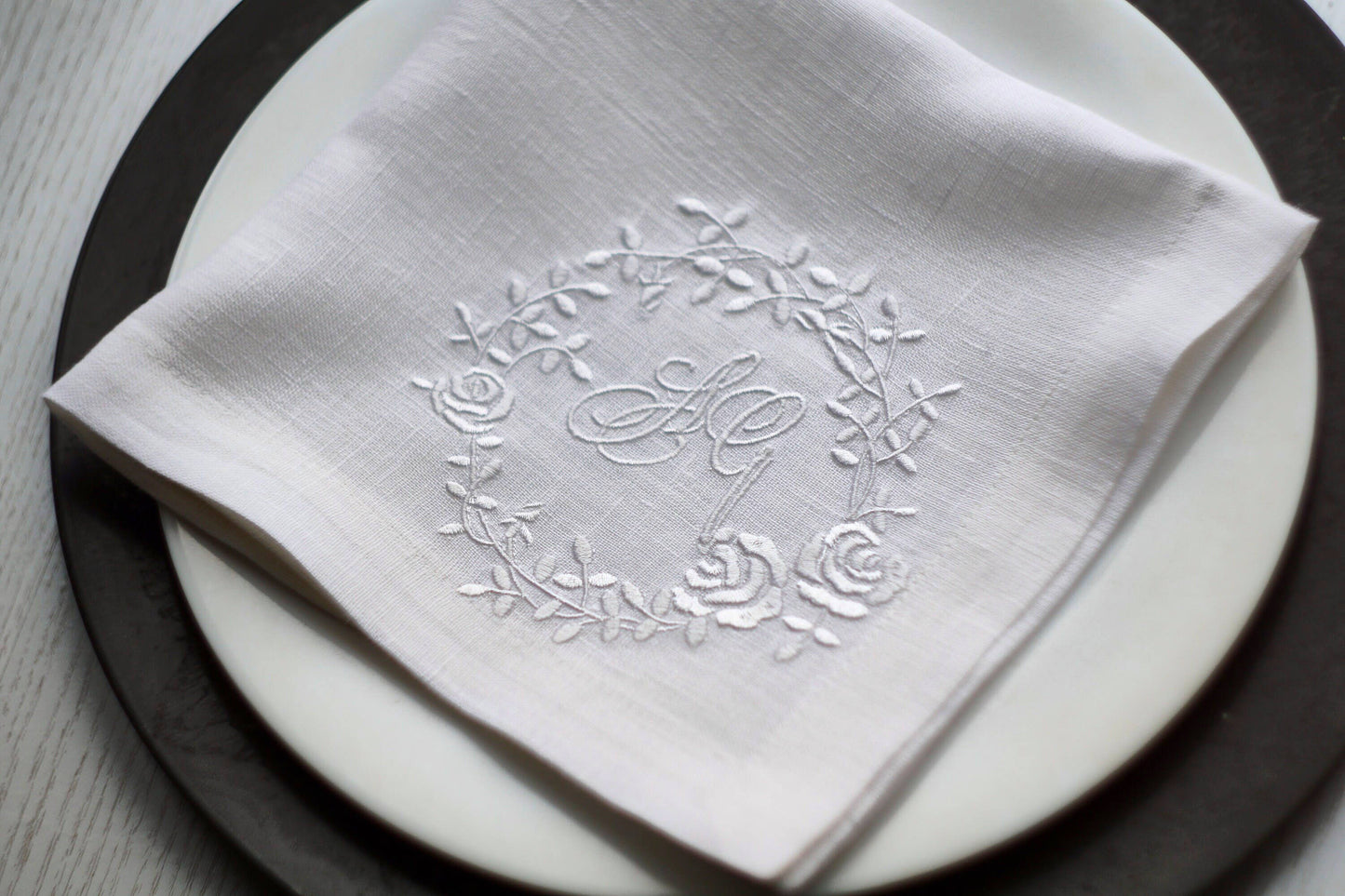 #017 | White Rose Wreath with Script Monogram | Personalized