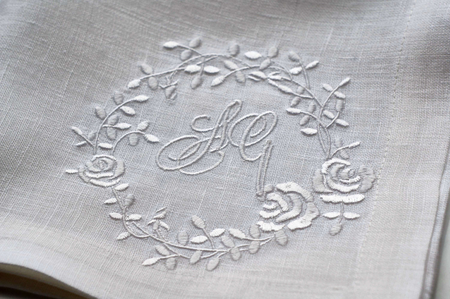 #017 | White Rose Wreath with Script Monogram | Personalized