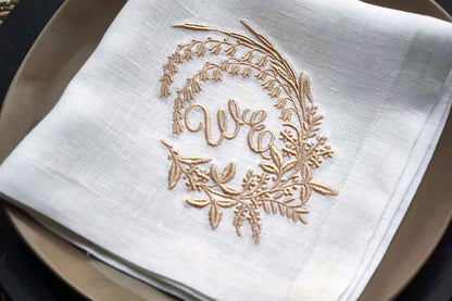 #027 | Floral Crest Monogram in Curved Wreath | Personalized