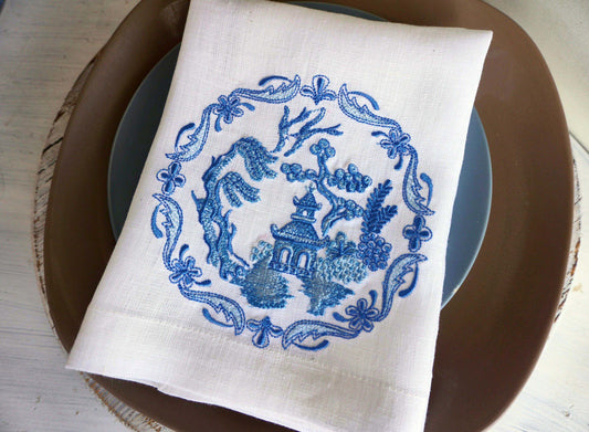 #080 | Blue Pagoda and Willow Scene Frame