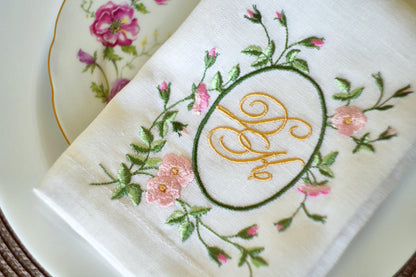 #101 | Oval Garland Frame with Pink Blossoms | Personalized