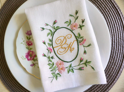#101 | Oval Garland Frame with Pink Blossoms | Personalized