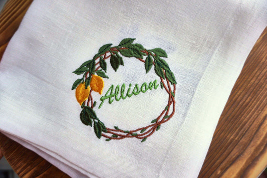 #082 | Lemon Vine Wreath with Name Script | Personalized