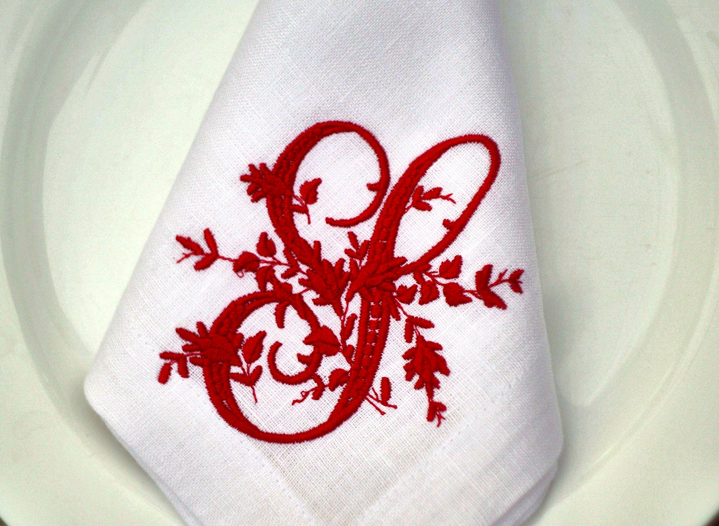 #024 | Vine-Embroidered Scroll Monogram in Jewel Tones | Personalized