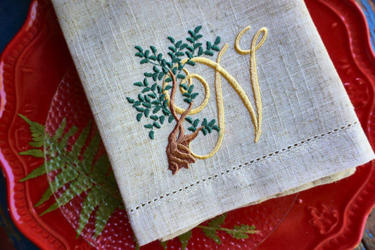 #061 | Twisting Tree Monogram with Golden Script | Personalized