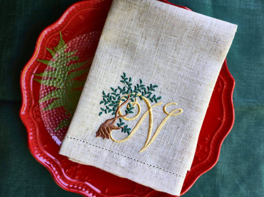 #061 | Twisting Tree Monogram with Golden Script | Personalized