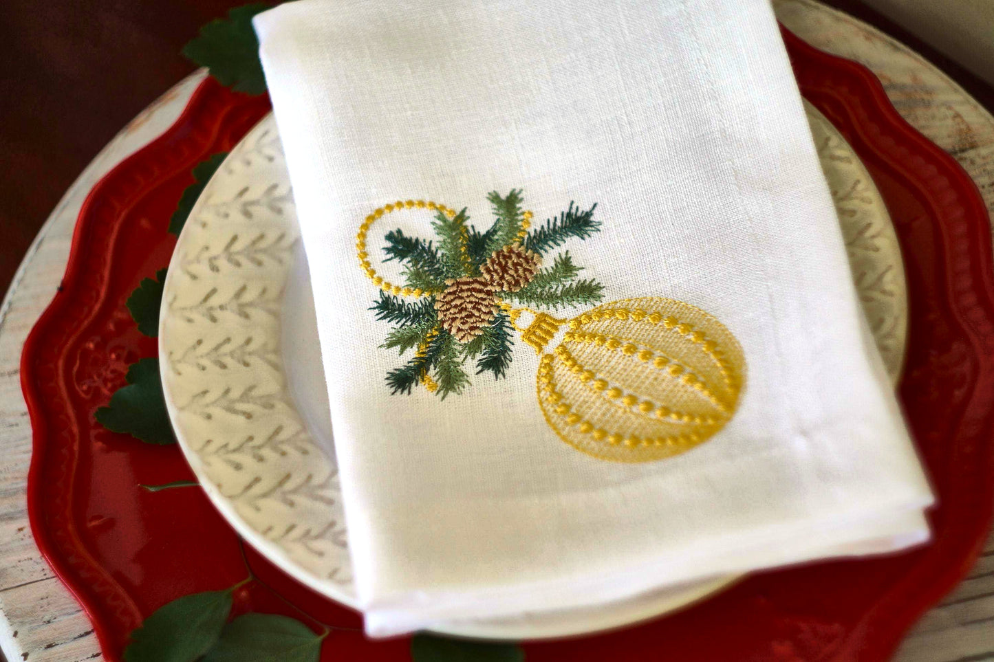 #068 | Golden Ornament with Pinecones and Fir