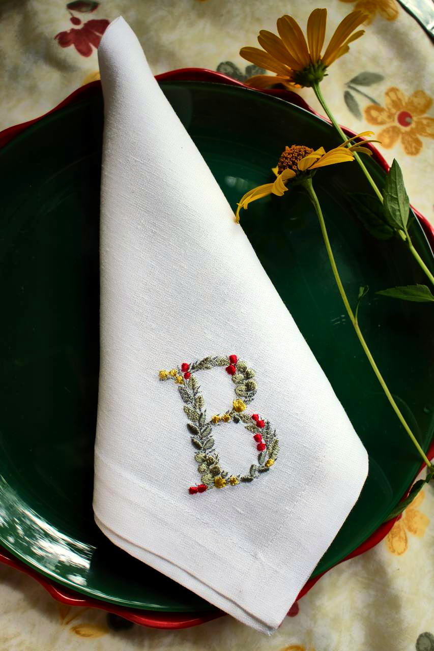 #086 | Botanical Letter with Berries and Blossoms | Personalized