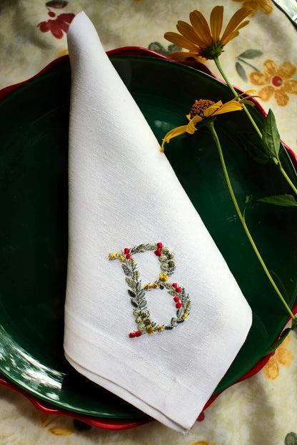 #086 | Botanical Letter with Berries and Blossoms | Personalized